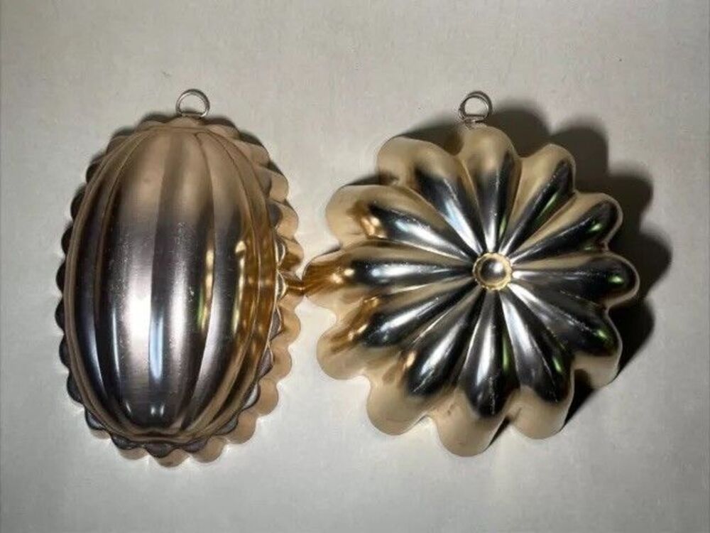 Vintage Pair of Copper Aluminum Jello Molds With Hangers From 1970’s